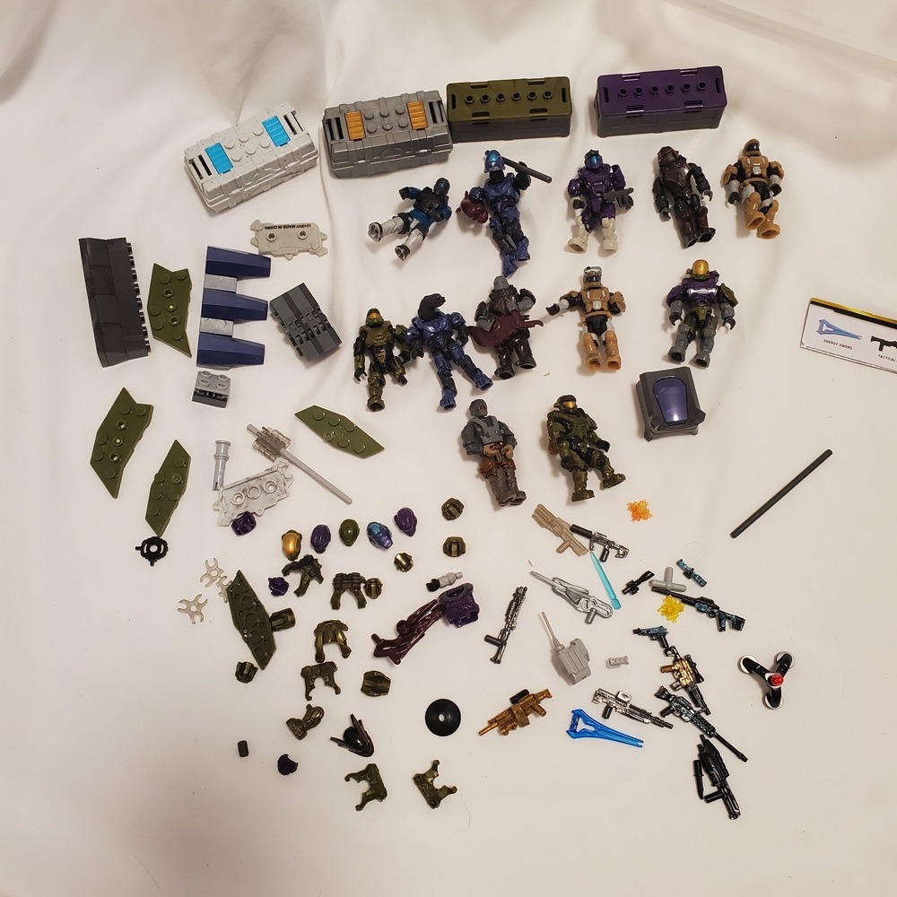 Halo Mega Bloks Construx Lot with Mini Figures Accessories Weapons